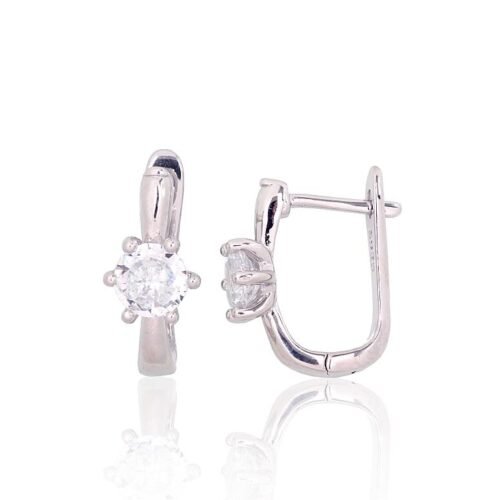 Silver earrings with 'english' lock with Zirkons