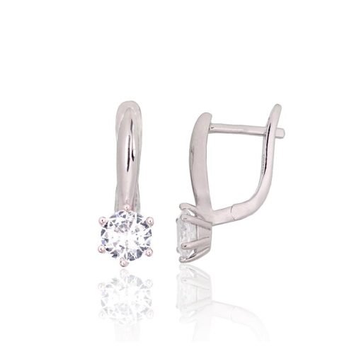 Silver earrings with 'english' lock with Zirkons