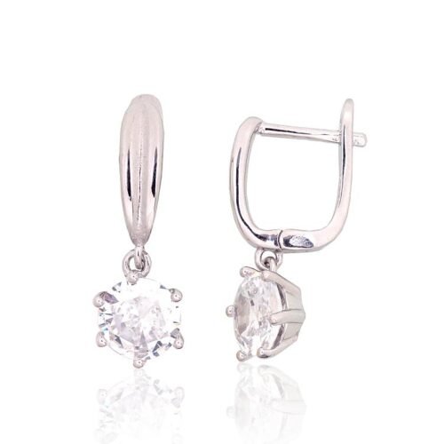 Silver earrings with 'english' lock with Zirkons