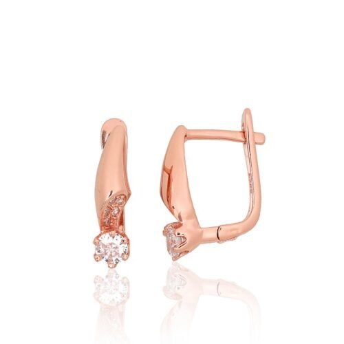 Silver earrings with 'english' lock with Zirkons
