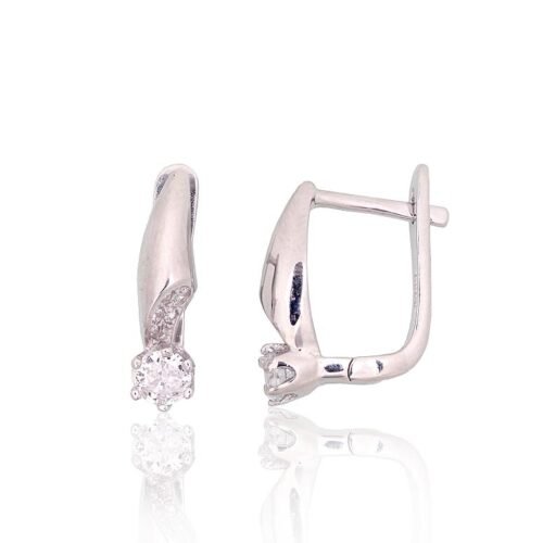 Silver earrings with 'english' lock with Zirkons
