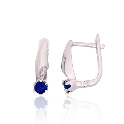 Silver earrings with 'english' lock with Zirkons