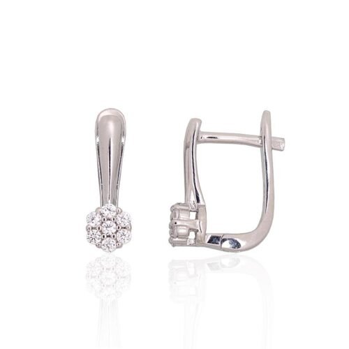 Silver earrings with 'english' lock with Zirkons