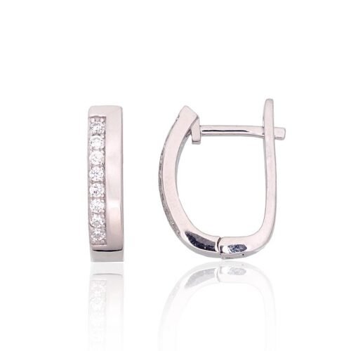 Silver earrings with 'english' lock with Zirkons