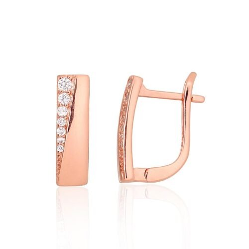 Silver earrings with 'english' lock with Zirkons