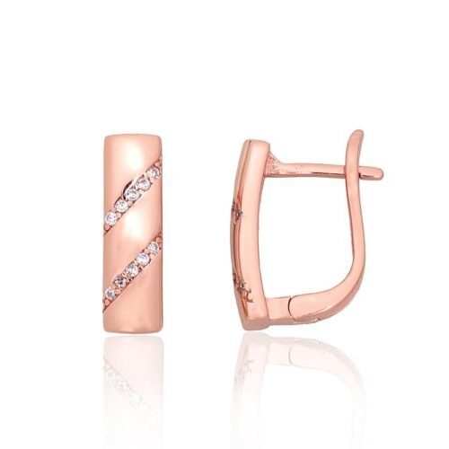 Silver earrings with 'english' lock with Zirkons