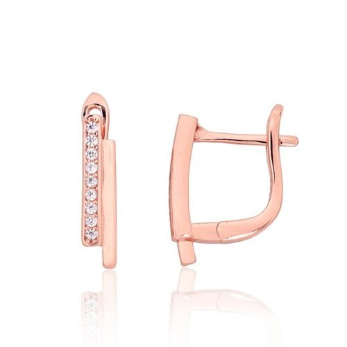Silver earrings with 'english' lock with Zirkons