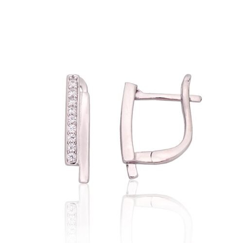 Silver earrings with 'english' lock with Zirkons
