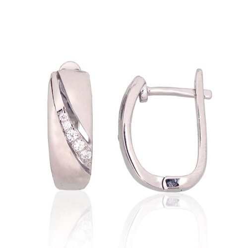 Silver earrings with 'english' lock with Zirkons