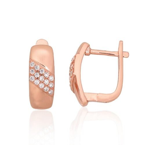 Silver earrings with 'english' lock with Zirkons