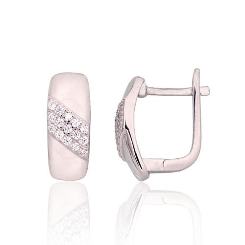 Silver earrings with 'english' lock with Zirkons
