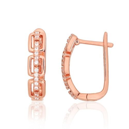 Silver earrings with 'english' lock with Zirkons