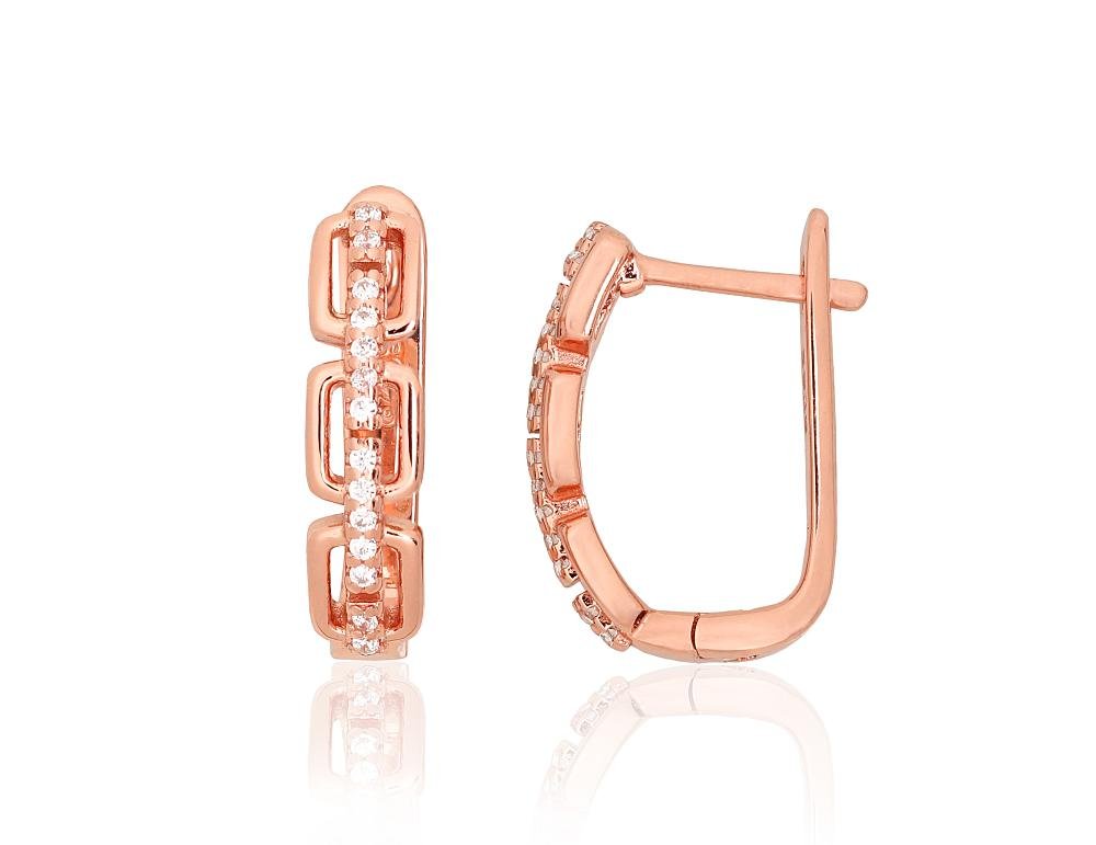 Silver earrings with 'english' lock with Zirkons
