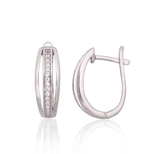Silver earrings with 'english' lock with Zirkons