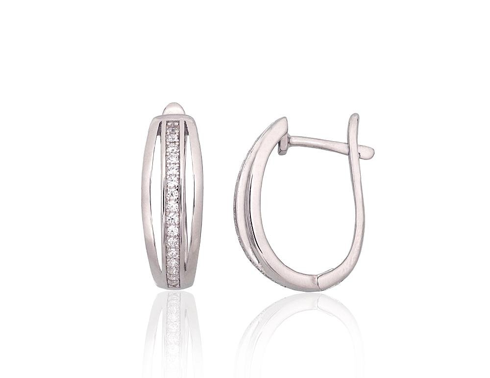 Silver earrings with 'english' lock with Zirkons