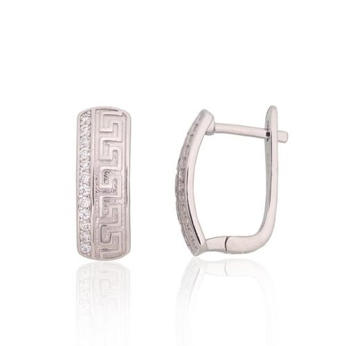 Silver earrings with 'english' lock with Zirkons