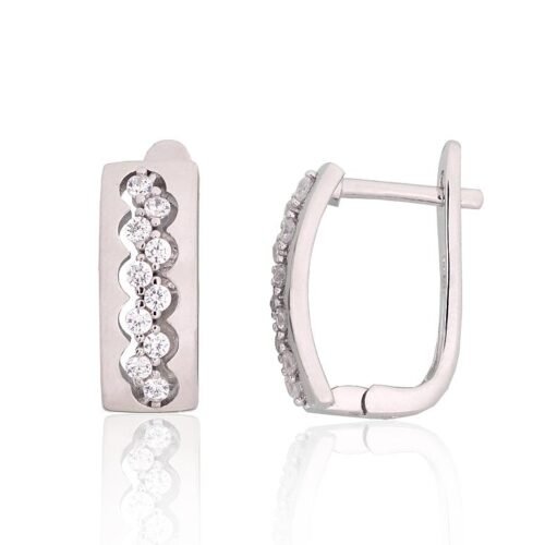 Silver earrings with 'english' lock with Zirkons