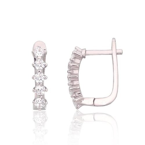 Silver earrings with 'english' lock with Zirkons