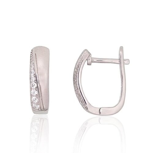 Silver earrings with 'english' lock with Zirkons
