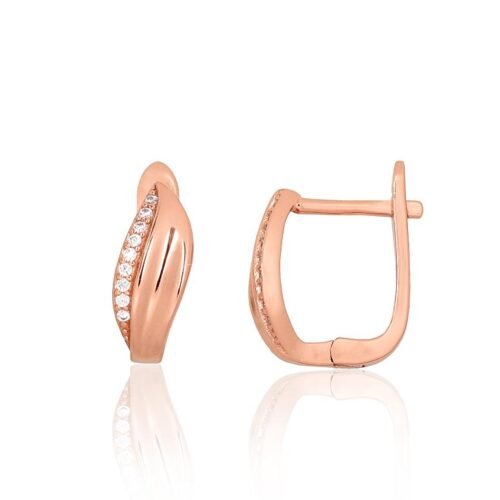 Silver earrings with 'english' lock with Zirkons