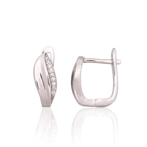 Silver earrings with 'english' lock with Zirkons