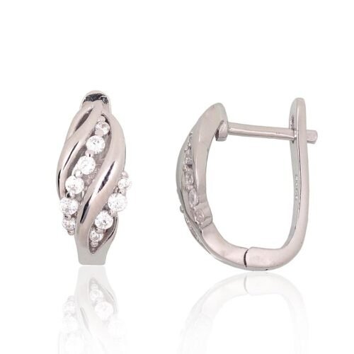 Silver earrings with 'english' lock with Zirkons