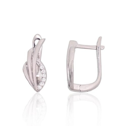 Silver earrings with 'english' lock with Zirkons