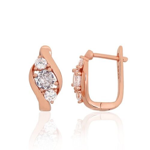 Silver earrings with 'english' lock with Zirkons