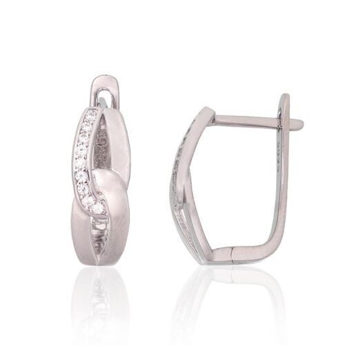 Silver earrings with 'english' lock with Zirkons