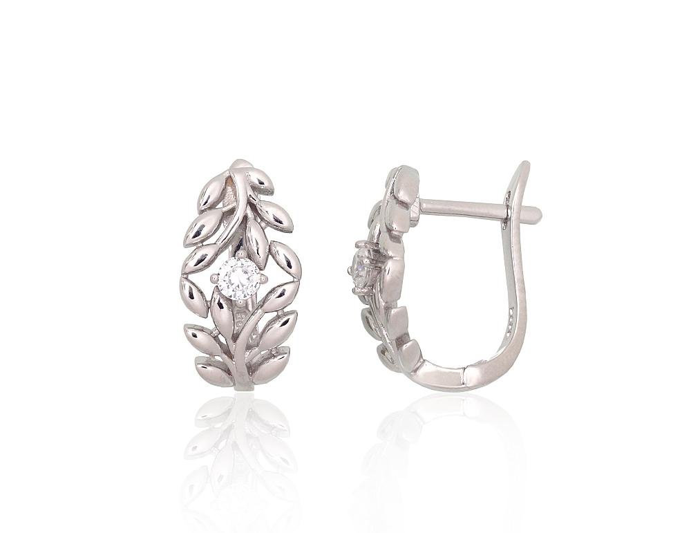 Silver earrings with 'english' lock with Zirkons