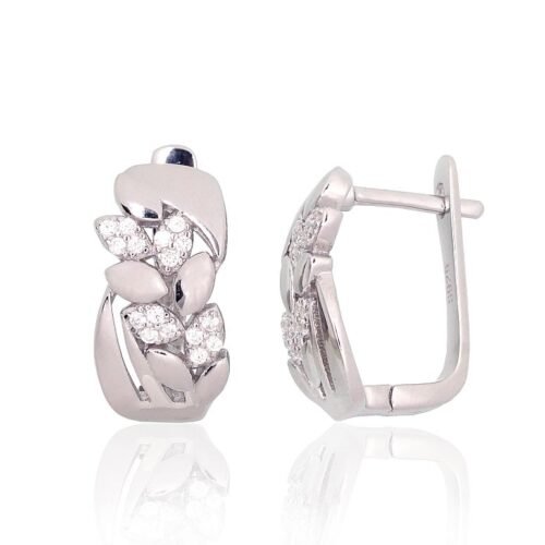 Silver earrings with 'english' lock with Zirkons