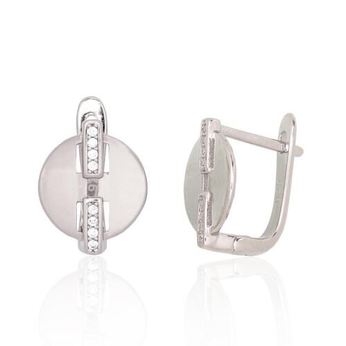 Silver earrings with 'english' lock with Zirkons