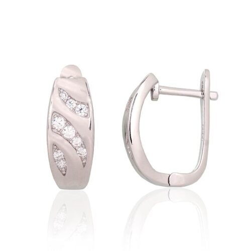 Silver earrings with 'english' lock with Zirkons