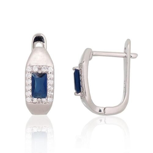 Silver earrings with 'english' lock with Zirkons