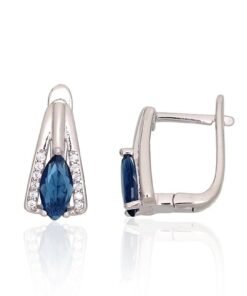 Silver earrings with 'english' lock with Zirkons