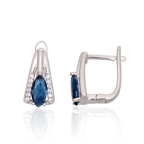 Silver earrings with 'english' lock with Zirkons