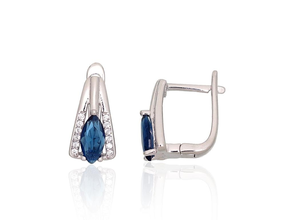 Silver earrings with 'english' lock with Zirkons