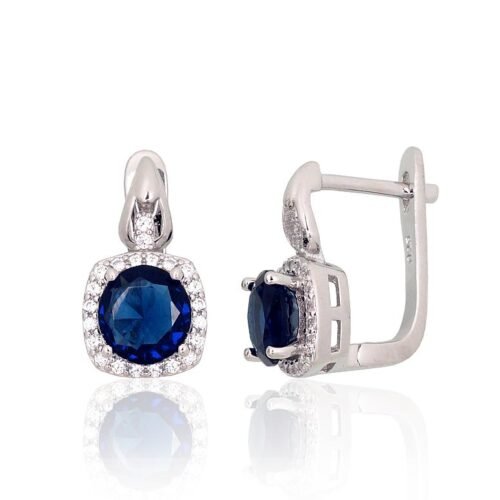 Silver earrings with 'english' lock with Zirkons