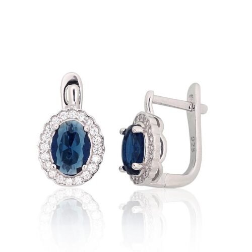 Silver earrings with 'english' lock with Zirkons