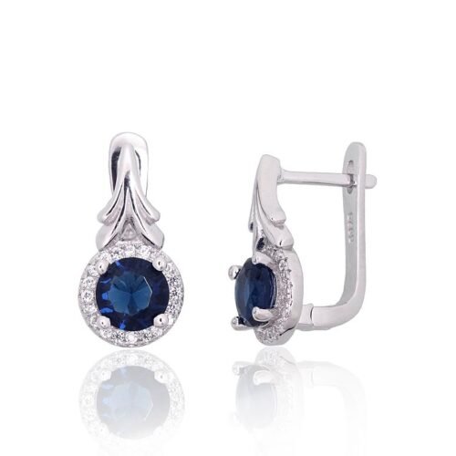 Silver earrings with 'english' lock with Zirkons