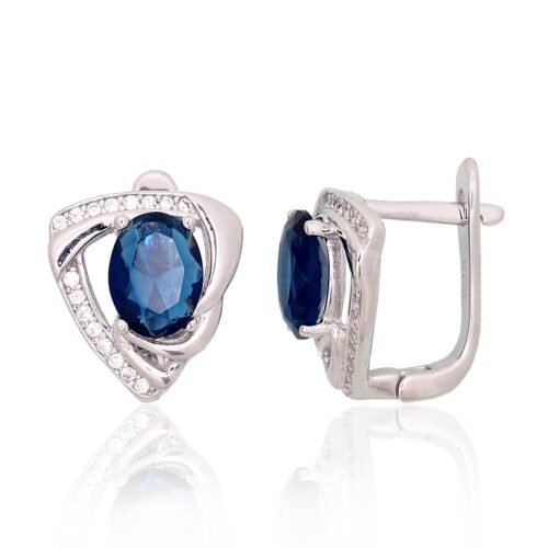 Silver earrings with 'english' lock with Zirkons