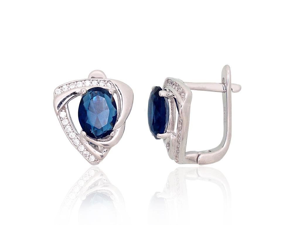 Silver earrings with 'english' lock with Zirkons