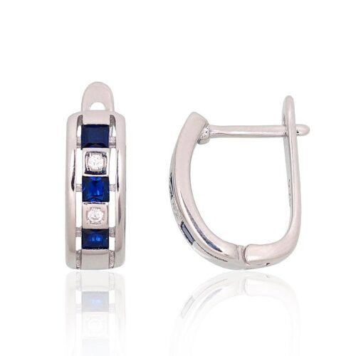 Silver earrings with 'english' lock with Zirkons