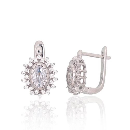 Silver earrings with 'english' lock with Zirkons