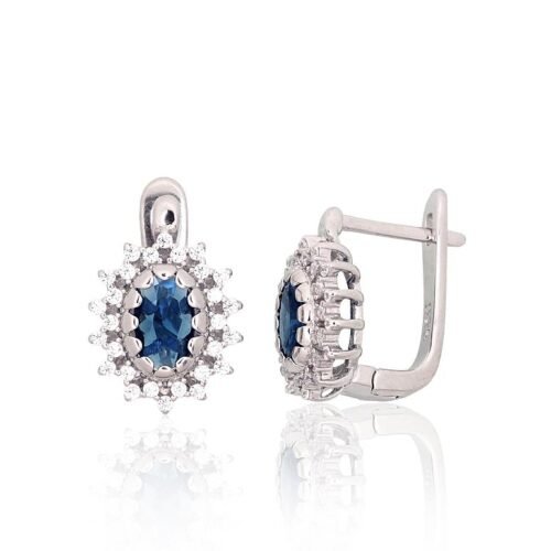 Silver earrings with 'english' lock with Zirkons