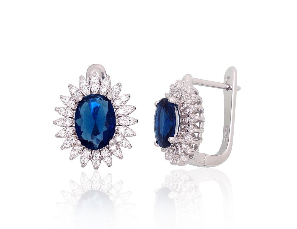 Silver earrings with 'english' lock with Zirkons