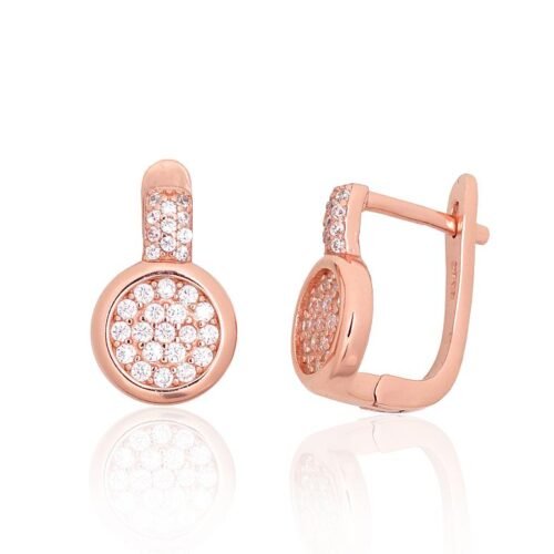 Silver earrings with 'english' lock with Zirkons