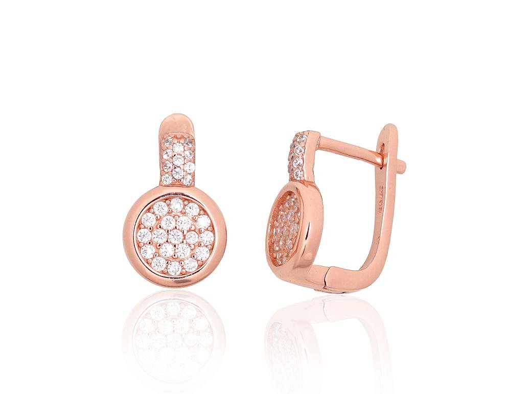 Silver earrings with 'english' lock with Zirkons