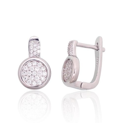 Silver earrings with 'english' lock with Zirkons