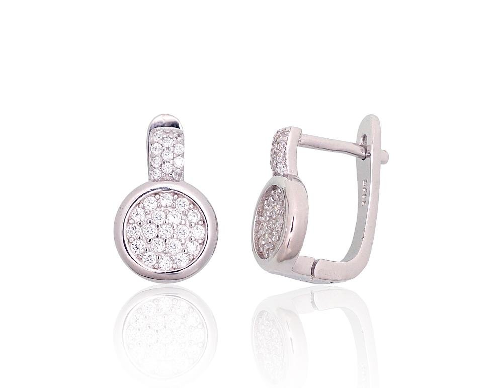 Silver earrings with 'english' lock with Zirkons